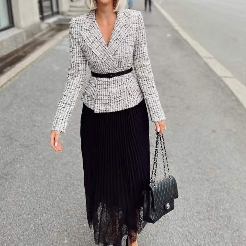 SELF PORTRAIT Bouclé Tailored Blazer Style Midi Dress